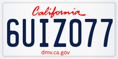 CA license plate 6UIZ077