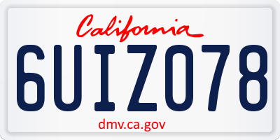 CA license plate 6UIZ078