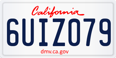 CA license plate 6UIZ079