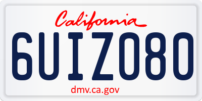 CA license plate 6UIZ080