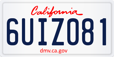 CA license plate 6UIZ081