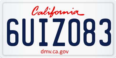 CA license plate 6UIZ083