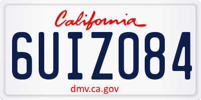 CA license plate 6UIZ084