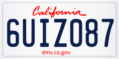 CA license plate 6UIZ087