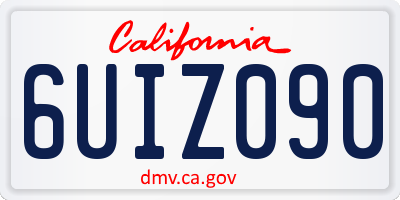 CA license plate 6UIZ090