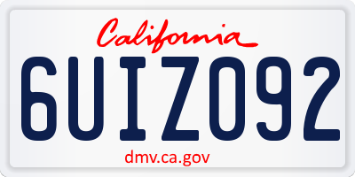 CA license plate 6UIZ092