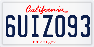 CA license plate 6UIZ093