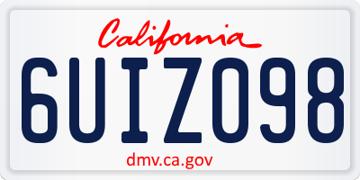 CA license plate 6UIZ098