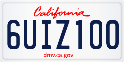 CA license plate 6UIZ100