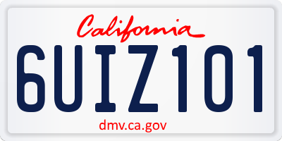 CA license plate 6UIZ101