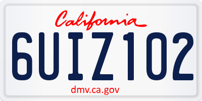 CA license plate 6UIZ102