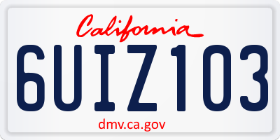 CA license plate 6UIZ103