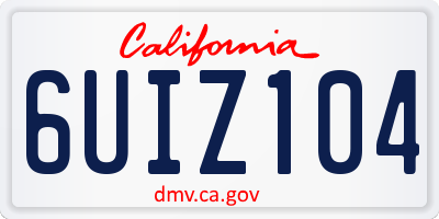CA license plate 6UIZ104