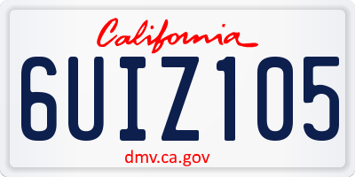CA license plate 6UIZ105