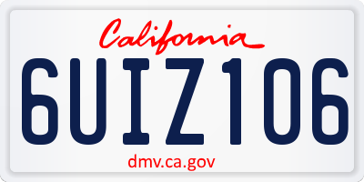 CA license plate 6UIZ106