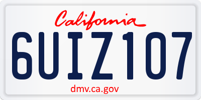 CA license plate 6UIZ107