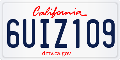 CA license plate 6UIZ109