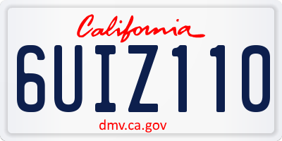 CA license plate 6UIZ110