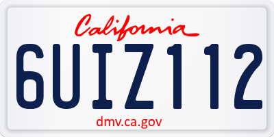 CA license plate 6UIZ112
