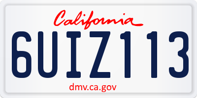CA license plate 6UIZ113