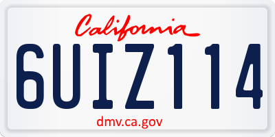 CA license plate 6UIZ114
