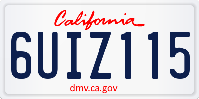 CA license plate 6UIZ115