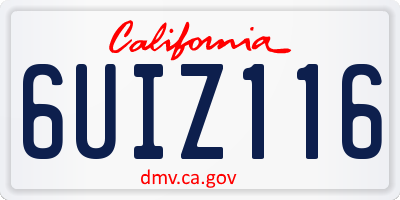 CA license plate 6UIZ116