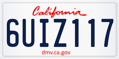 CA license plate 6UIZ117