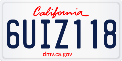 CA license plate 6UIZ118