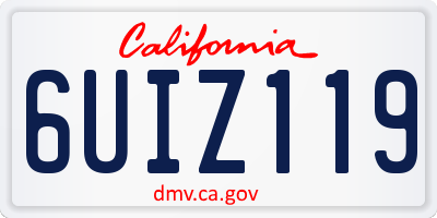 CA license plate 6UIZ119