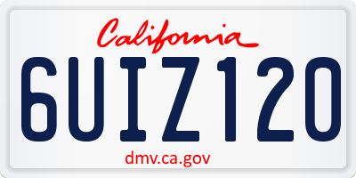 CA license plate 6UIZ120