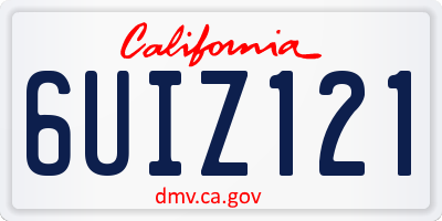 CA license plate 6UIZ121