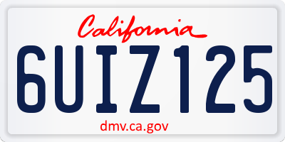 CA license plate 6UIZ125