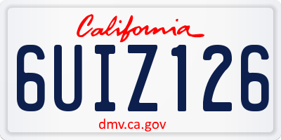 CA license plate 6UIZ126