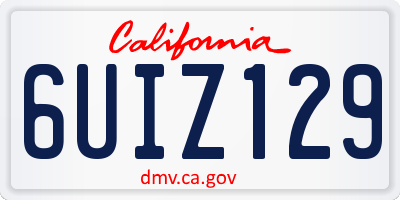 CA license plate 6UIZ129