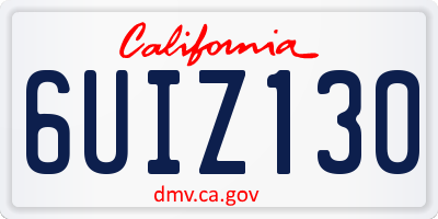 CA license plate 6UIZ130