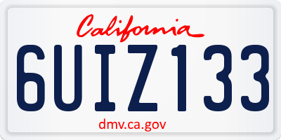 CA license plate 6UIZ133