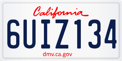 CA license plate 6UIZ134