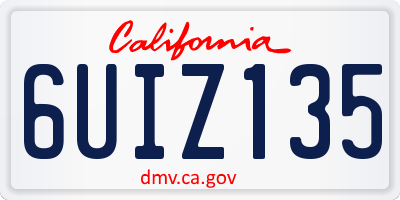 CA license plate 6UIZ135