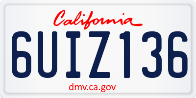 CA license plate 6UIZ136