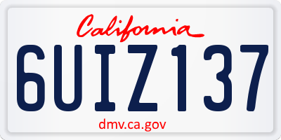 CA license plate 6UIZ137