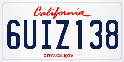 CA license plate 6UIZ138