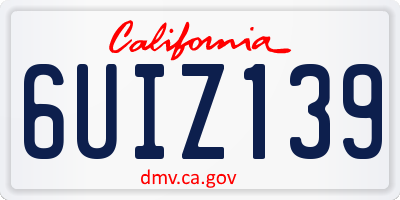 CA license plate 6UIZ139