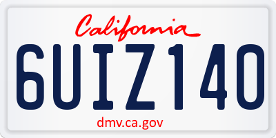 CA license plate 6UIZ140
