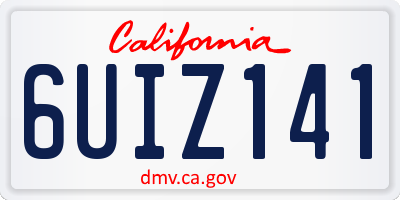 CA license plate 6UIZ141