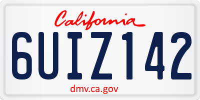 CA license plate 6UIZ142