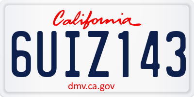 CA license plate 6UIZ143