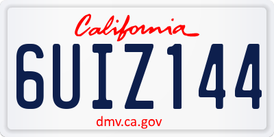 CA license plate 6UIZ144