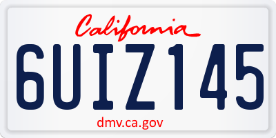 CA license plate 6UIZ145