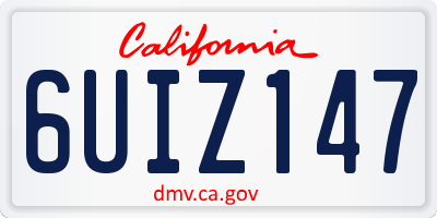 CA license plate 6UIZ147